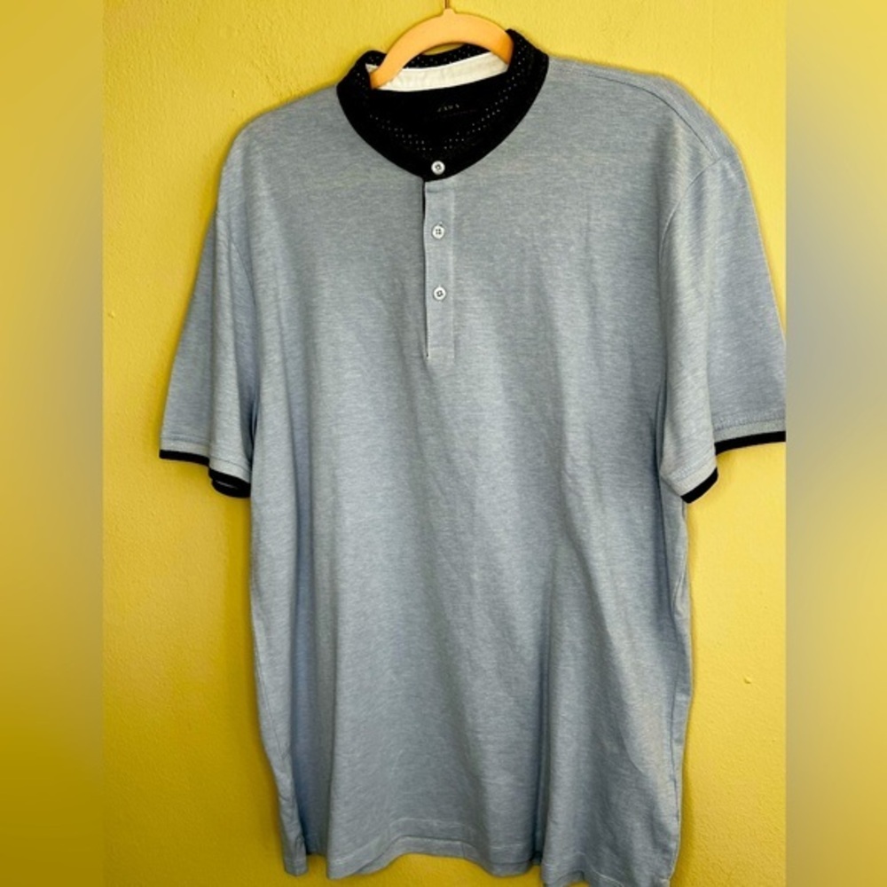 Zara Man XXL Collarless Polo Short Sleeve-3 Buttons